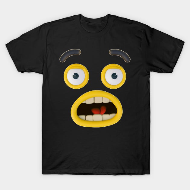 surprised 3d face unisex t-shirt T-Shirt by bakry